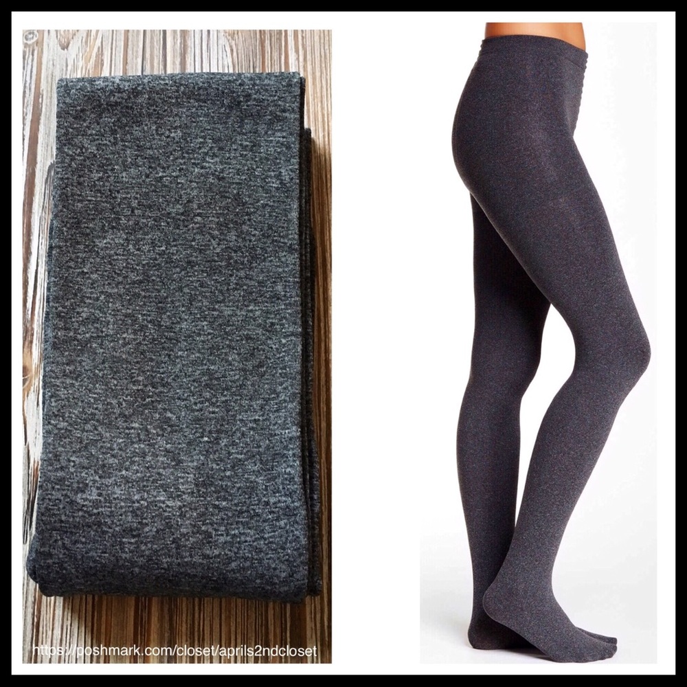 FLEECE LINED PLUSH GREY TIGHTS - Picture 5 of 7
